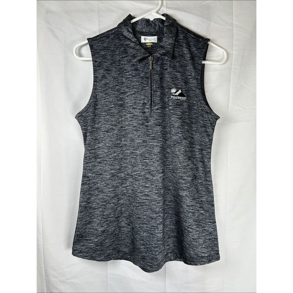 Greg Norman PGA West Golf Polo Women’s Medium Gray Zip Collar Athletic Top